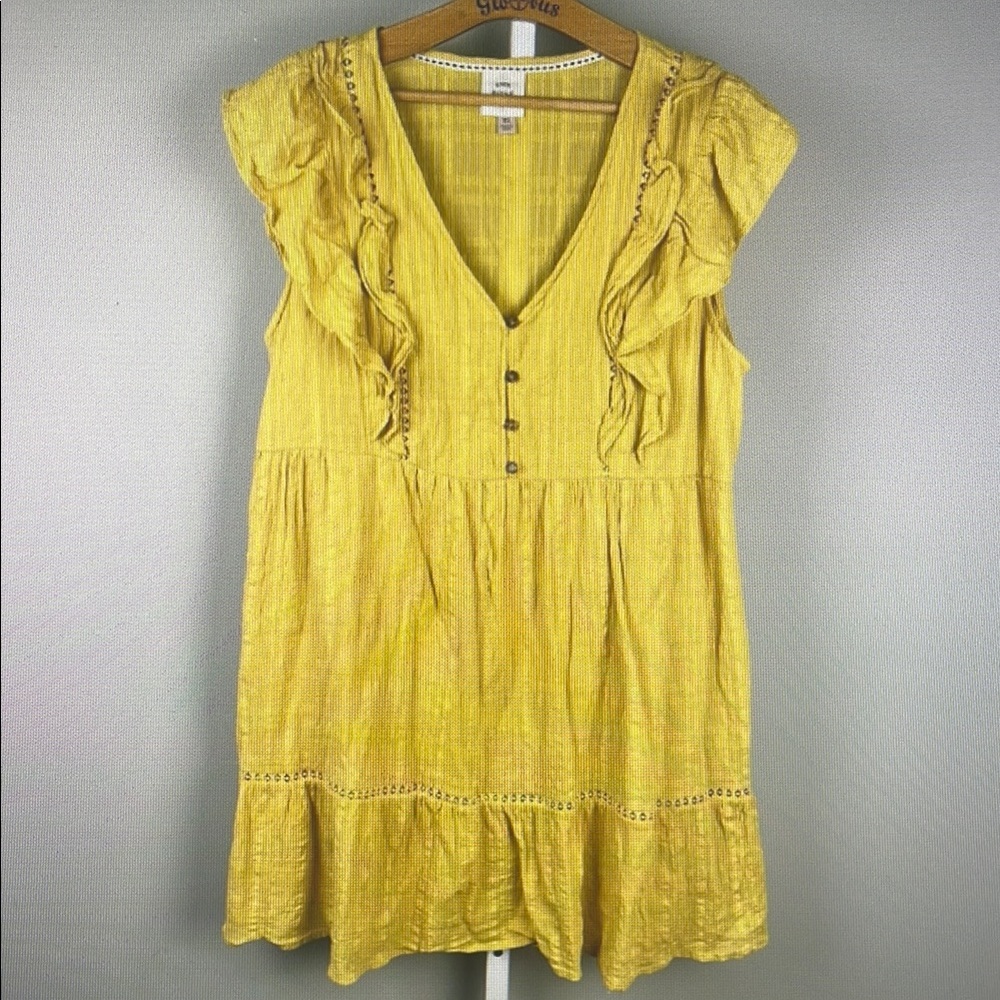 Yellow Ruffled Sleeveless Dress